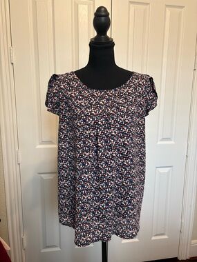 Papermoon Navy Floral Cap Sleeve Blouse